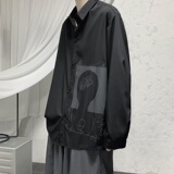 2021春款港风白色宽松休闲衬衣长袖衬衫B275-C9006，男装衬衫，电商A061