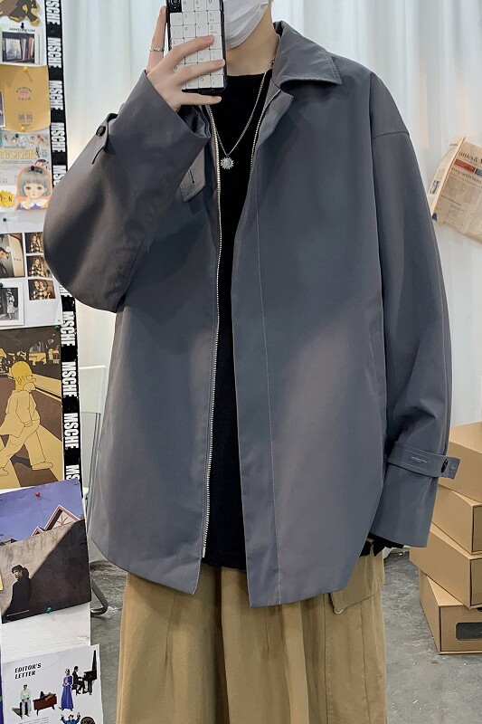 2021新款报纸灰色大码男士春款夹克A061-XJ,男装夹克,电商A061