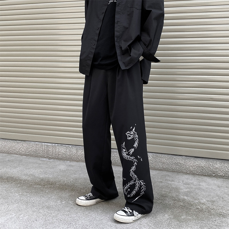 暗黑多印花阔腿拖地休闲裤男复古长裤A061限68aaa,男装休闲裤,电商A061