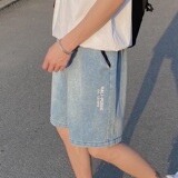 2021新款浅蓝色夏季休闲牛仔短裤A061-N325，男装牛仔裤，电商A061