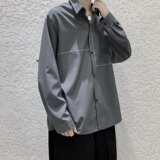 2021春款港风黑色宽松休闲衬衣长袖衬衫B275-C9005，男装衬衫，电商A061