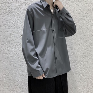 2021春款 港风黑色宽松休闲衬衣长袖衬衫B275-C9005图片