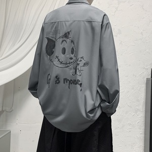 2021春款 港风白色宽松休闲衬衣长袖衬衫B275-C9004图片