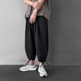 2021新款藏青色宽松束脚印花夏季九分裤A061-K1561-P45，男装休闲裤，电商A061