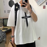 2021新款港风黑色印花短袖T恤半袖男潮A061-T3028，男装T恤，电商A061