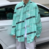 2021港风草绿色宽松休闲衬衣长袖衬衫A061-C9010J，男装衬衫，电商A061
