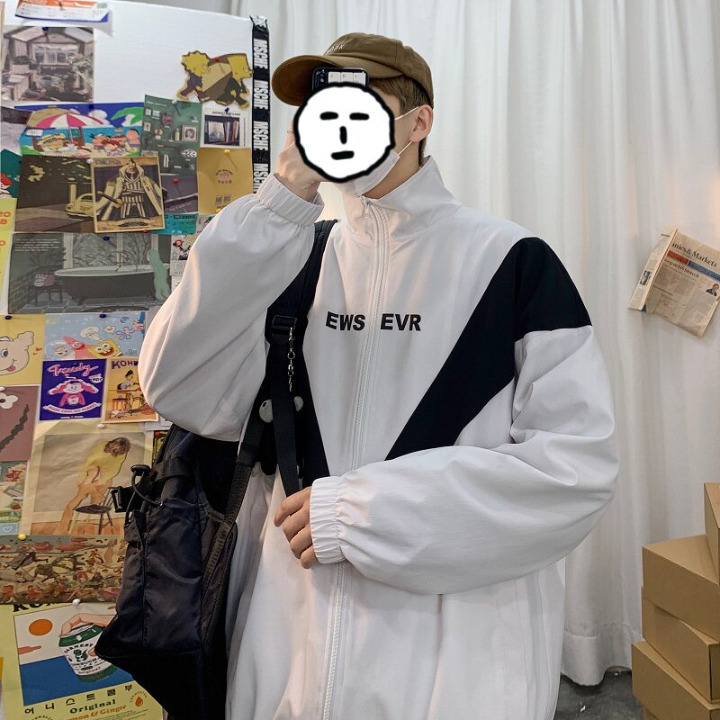 2021新款 报纸白色3大码男士春款夹克A061-XJ图片