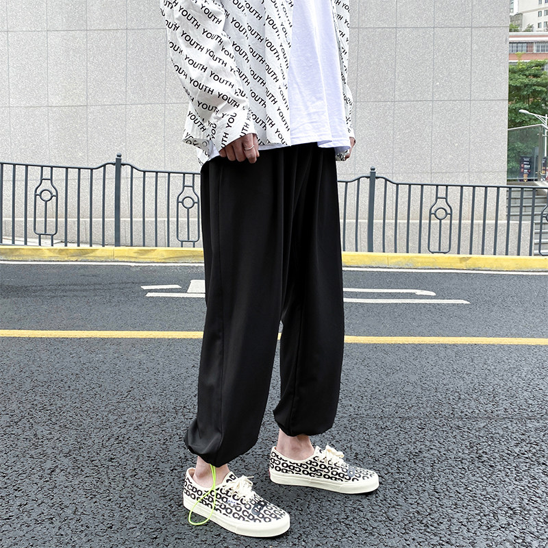 冰丝 垂感十足 黑色休闲运动裤A061-K1906P20a图片