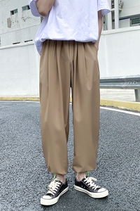 冰丝 垂感  卡其色九分裤 休闲 运动裤A061-K1906P20a图片