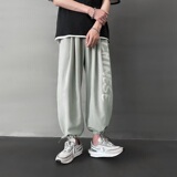 2021新款深灰色宽松字母印花夏季九分裤A061-K1560-P45限价68，男装休闲裤，电商A061