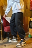 港风黑色1加绒休闲宽松运动裤A061-K1887-P45加绒50控价68，男装休闲裤，电商A061