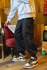 港风黑色1加绒休闲宽松运动裤A061-K1887-P45加绒50控价68图片