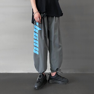 2021新款 黑色宽松印花字母夏季九分裤A061-K1588-P45图片