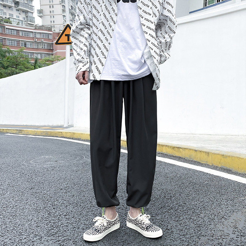 冰丝垂感十足黑色休闲运动裤A061-K1906P20a,男装休闲裤,电商A061
