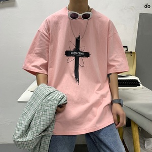 2021新款 港风黑色印花短袖T恤半袖男潮A061-T3028图片