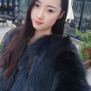 狐狸毛皮草清仓特价 2019新款 修身 短款 皮毛一体 貉子毛皮草外套女