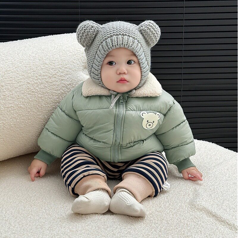 韩版男宝宝冬季棉服帅气小童夹棉加厚毛领保暖外套婴幼儿冬装棉袄