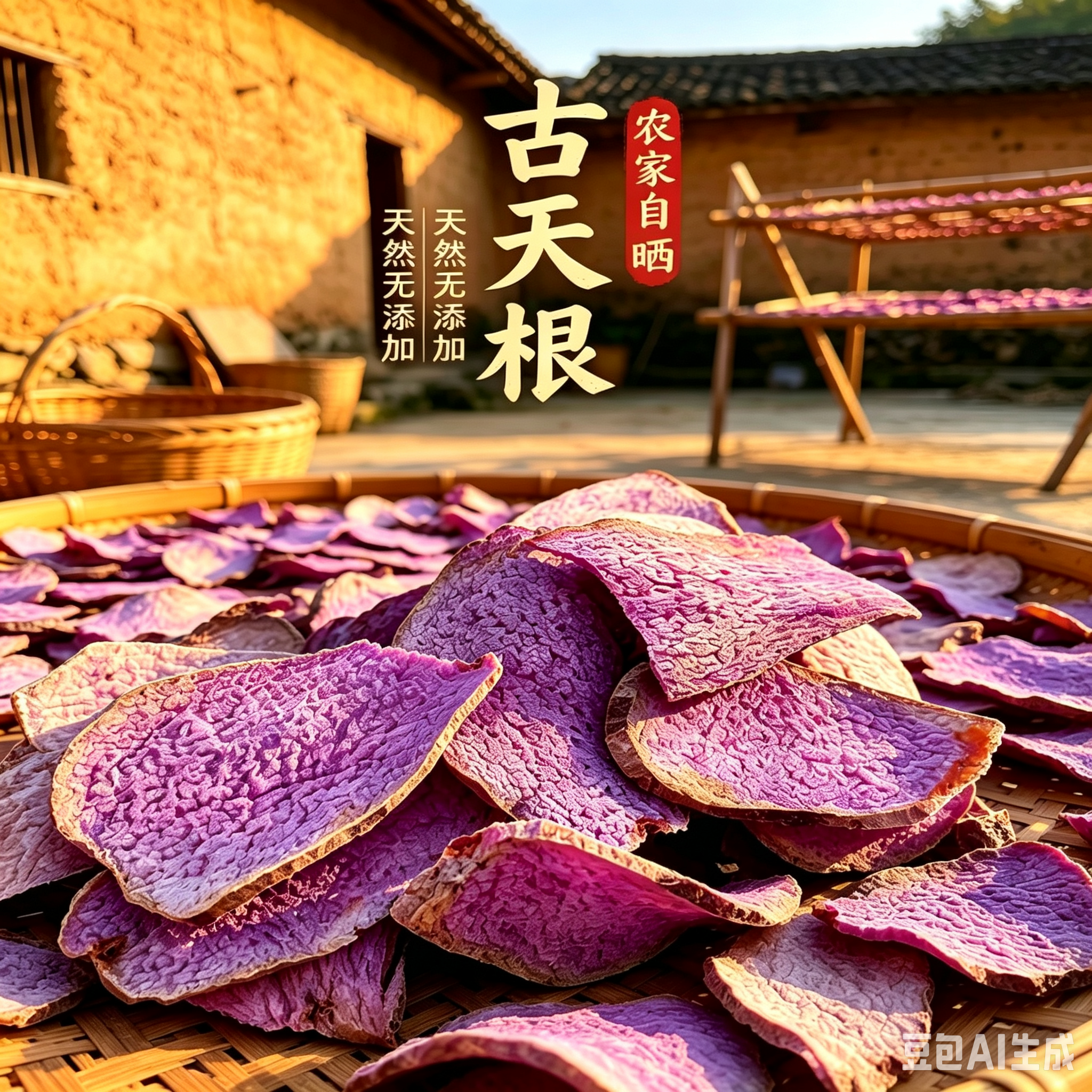 张老师古天根干现晒干品广西特产脚板薯紫玉淮山新晒煮水非中药材