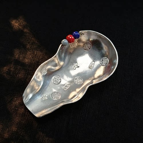 福利款纯锡吉言葫芦茶则茶匙足锡茶铲茶道具陶瓷珠子装饰茶具配件