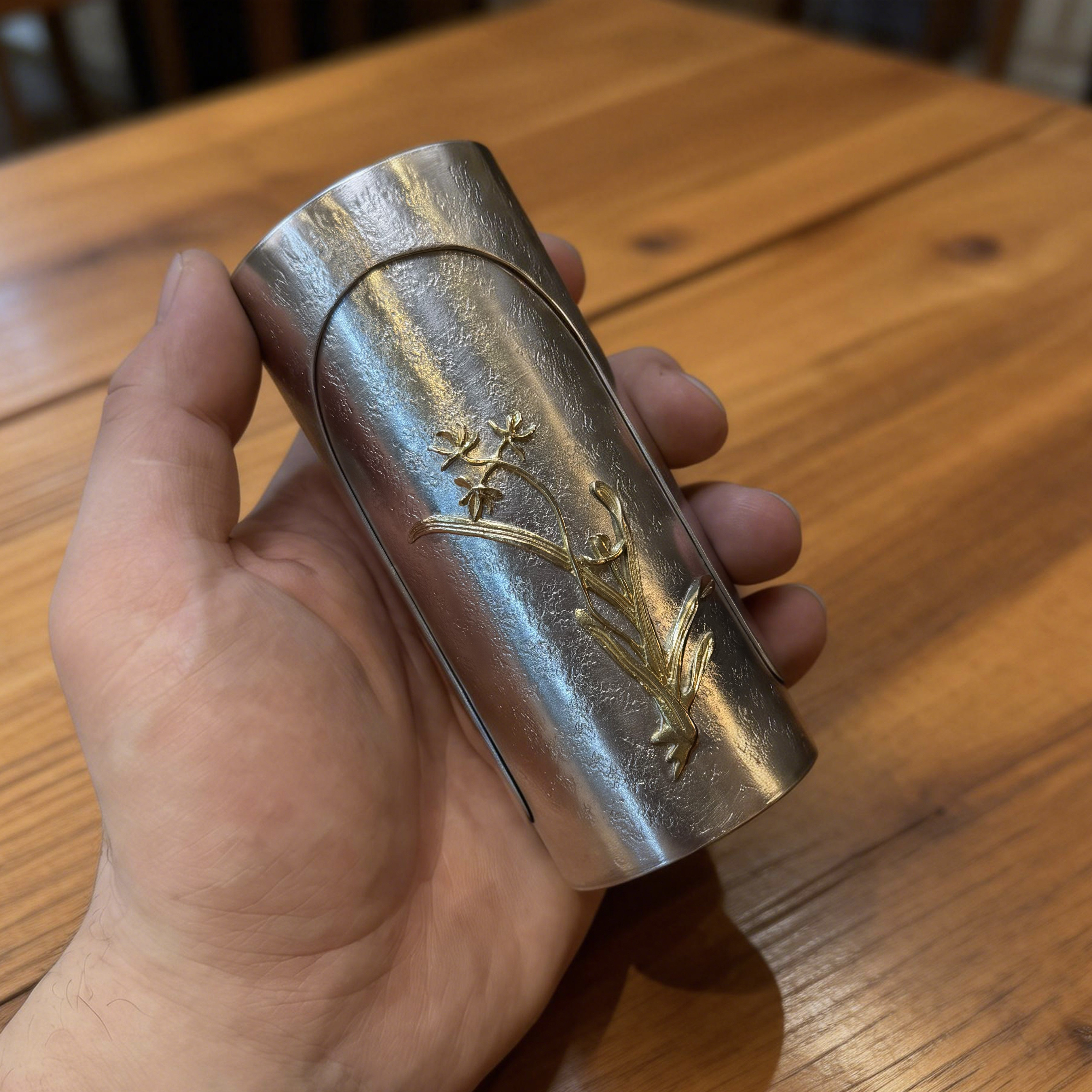 锡器手工纯锡便携茶叶罐密封罐小号醒茶罐茶则两用小旅行茶叶罐