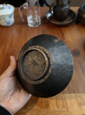 手工纯锡斗笠壶承淋壶养紫砂壶碗型壶承锔钉带底足诧寂风干泡14cm