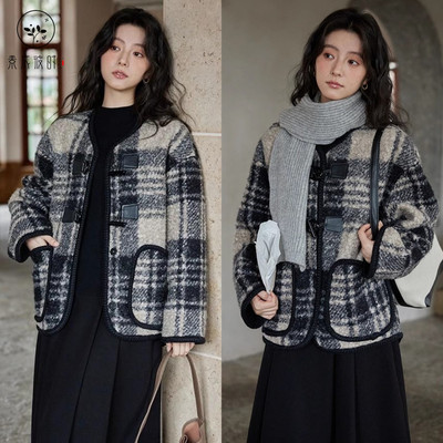 素衣彼时圆领单排扣外套裁剪样板