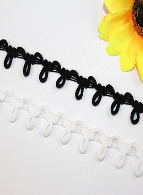 1.4cm扣鼻纽扣花边黑白色弹力纽扣扣袢花边扣子衣领脱卸帽领扣