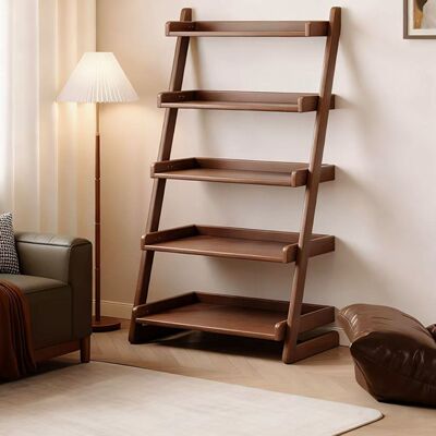 实木梯形多层落地书架靠墙角