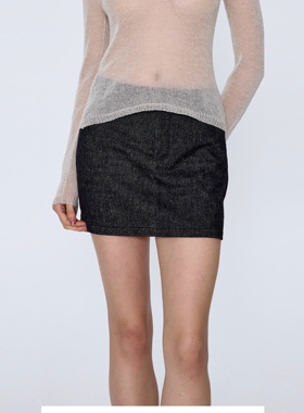 文艺复古书卷气的羊毛短裙 CSFC*基础款黑灰纹理百搭呢子半身裙