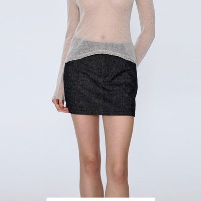 文艺复古书卷气的羊毛短裙 CSFC*基础款黑灰纹理百搭呢子半身裙