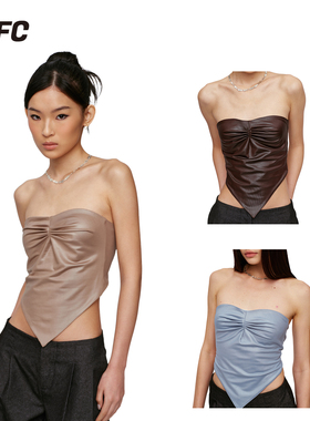 CSFC 皮感针织三角巾抹胸上衣夏 沙色/深巧色/宝宝蓝