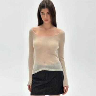 CSFC*基础款 中古紫/蝉翼灰马海毛针织打底 正反两穿针织上衣