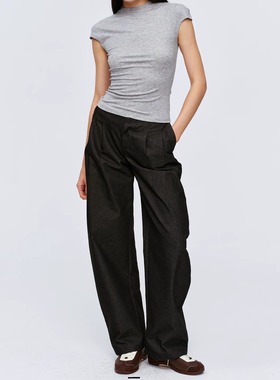 CSFC 书卷气百搭休闲弯刀裤低腰夏季 炭灰色棉