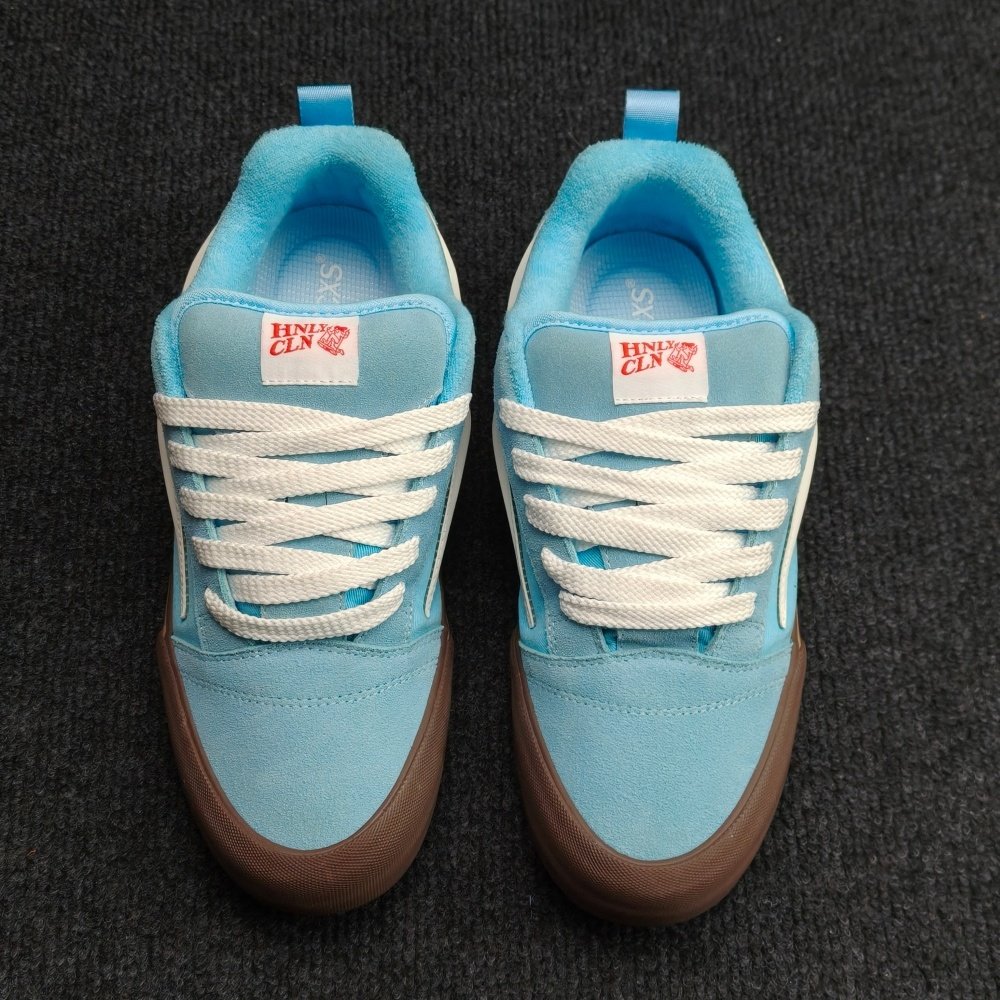 knu skool美式街头天蓝色闪电标鞋板鞋胖胖面包鞋滑板鞋情侣