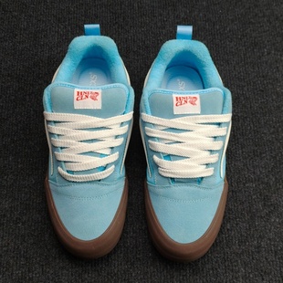 skool美式 滑板鞋 街头天蓝色闪电标鞋 胖胖面包鞋 情侣 板鞋 knu