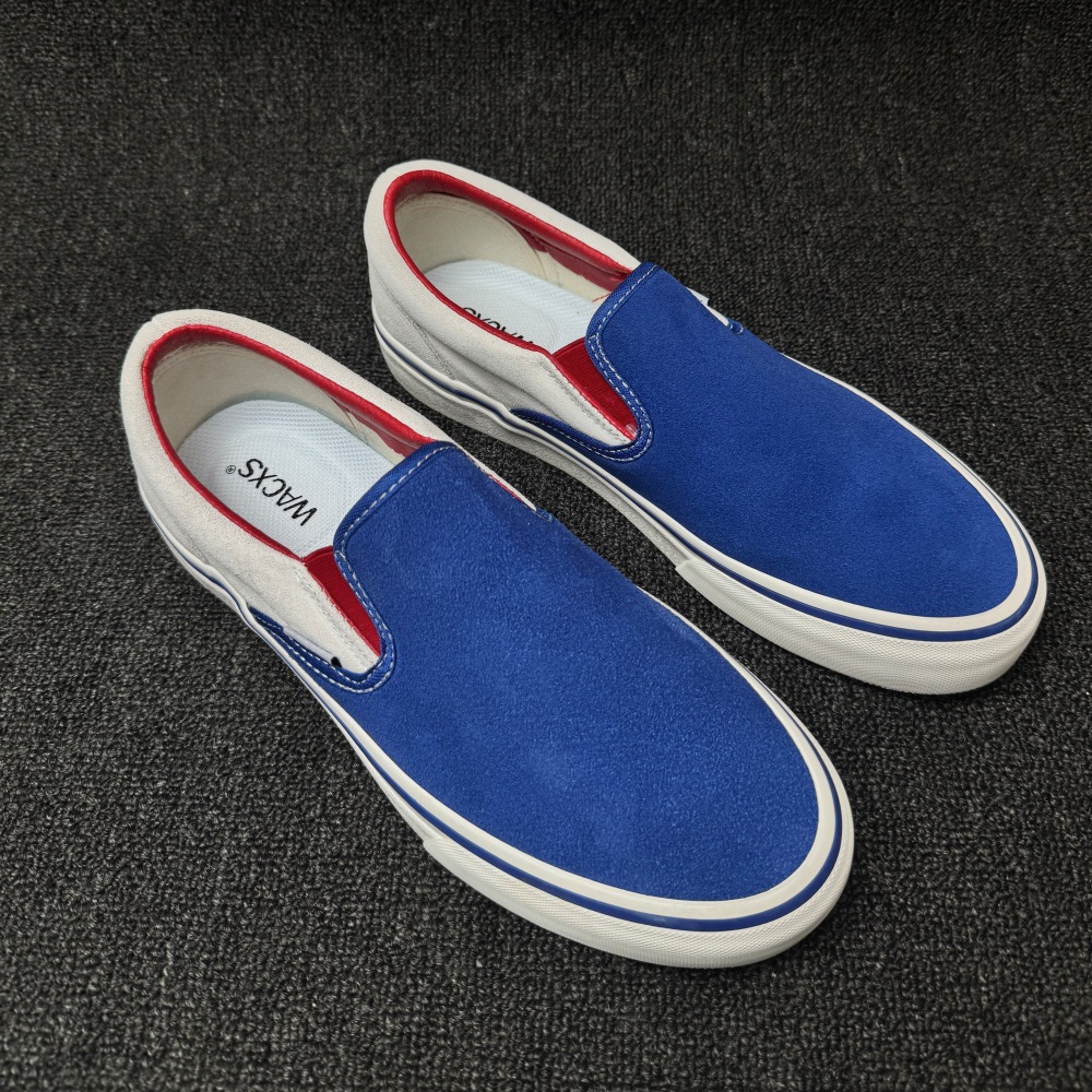 新款联名款克莱因蓝一脚蹬男女休闲鞋slip on蓝红复古美式懒人鞋