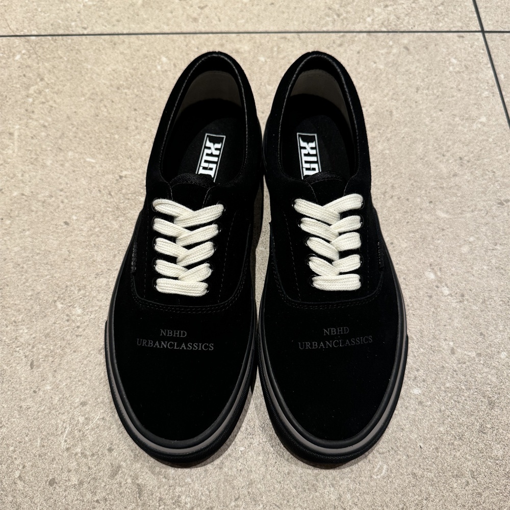 NBHD合作联名款纯黑色黑武士复古滑板鞋全麂皮翻毛皮百搭休闲鞋