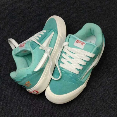 KnuSkool面包鞋闪电联名款爆炸头刺绣绿色拼色街头复古休闲滑板鞋