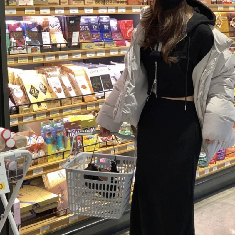 韩国连帽拉链卫衣+半裙两件套女