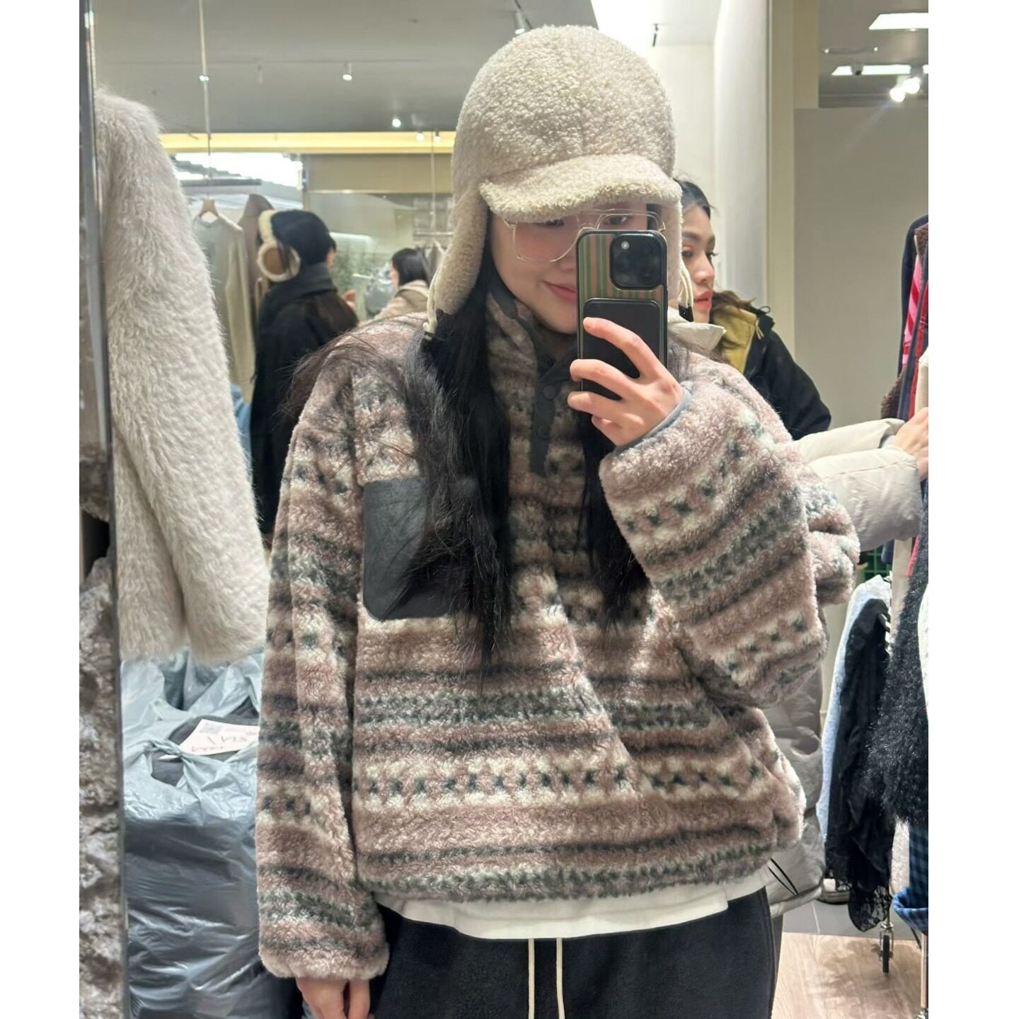 韩国费尔岛提花加厚保暖棉服外套