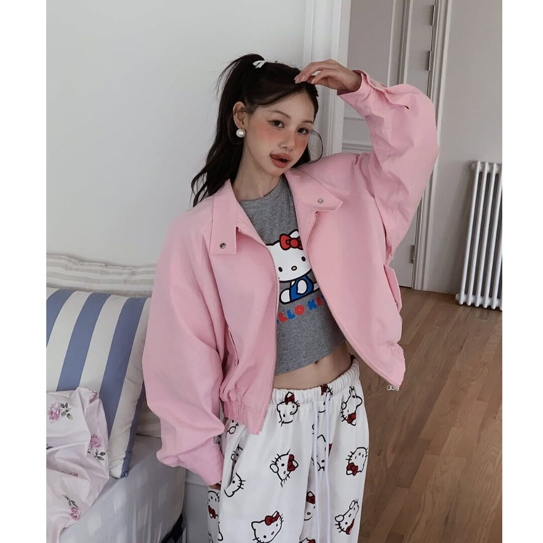 韩国糖果色短款棒球服夹克外套女