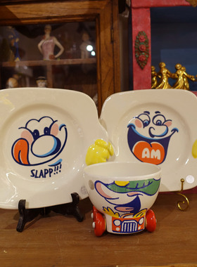 西洋古董意大利80年代卡通陶瓷盘子杯子碗多款选LA CASTELLANA