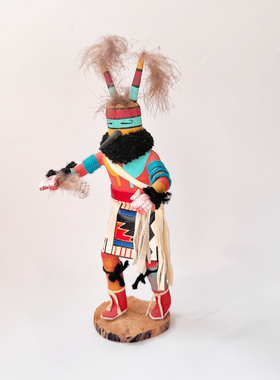 美国印第安部落手工制Hopi鸟兽装饰摆件收藏纪念艺术品J