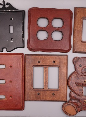 美式风开关金属木质插头西洋古董