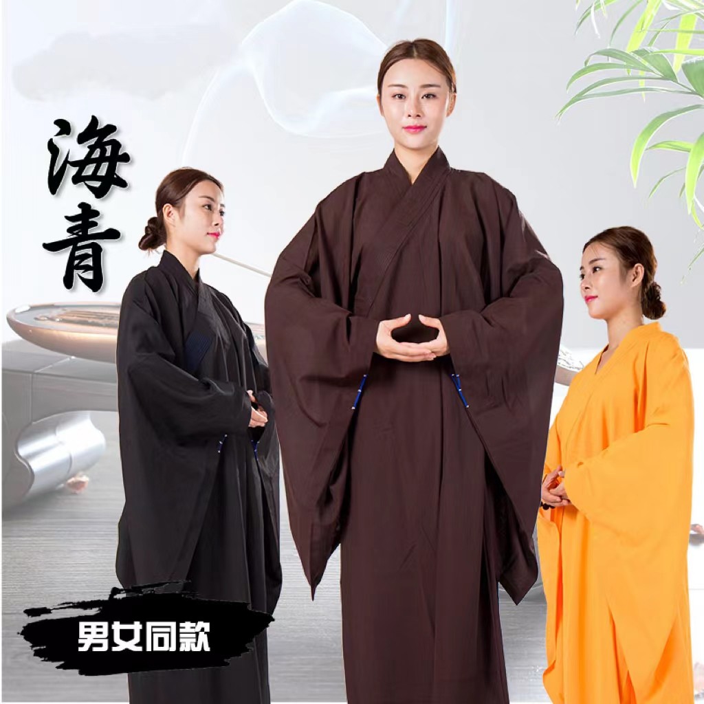 台麻海青夏季不透海清四季男女居士服全棉海青长衫_虎窝淘