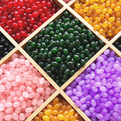 6*8mm纯色枣珠琉璃珠手链项链串珠散珠手工DIY服饰配件玻璃材料