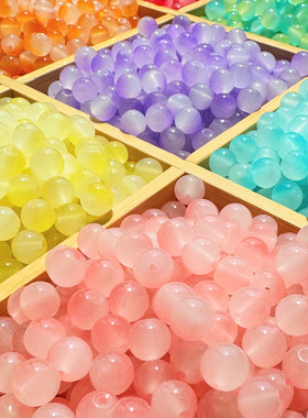 8mm双色琉璃珠子手工diy手串配件果冻玻璃珠批发串珠散珠服饰材料