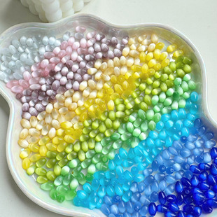 5×7MM米珠猫眼石手串diy串珠散珠饰品配件手机链钥匙扣玻璃珠子