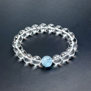 中低端品质】【市面上的便宜货】天然白水晶手链 天然海蓝宝手链