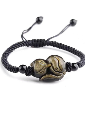 天然金曜石狐狸手链金曜石手链